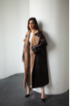 Women's sheepskin coat made of natural sheepskin in dark chocolate color